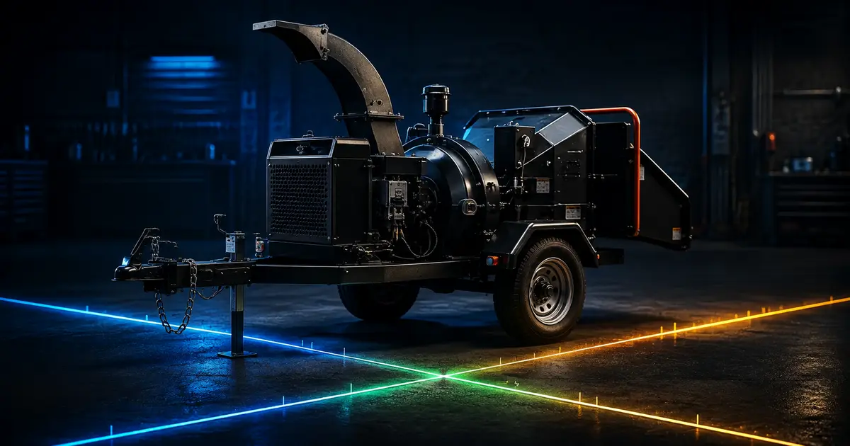 A professional wood chipper above crossing ownership and rental cost lines
