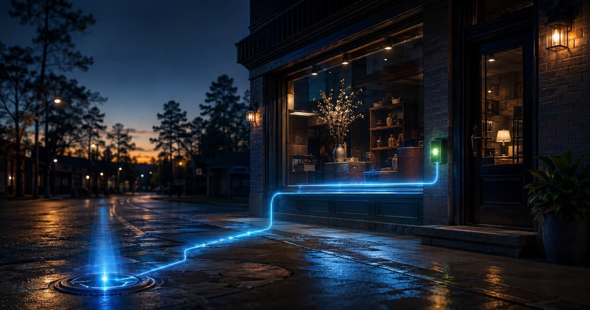 An East Texas storefront connected to a clear website buyer path from discovery to contact