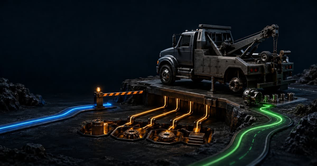 An immobilized tow truck while operating costs continue moving