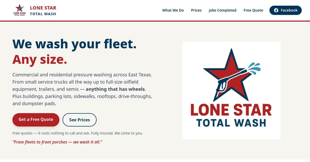 Lone Star Total Wash service website