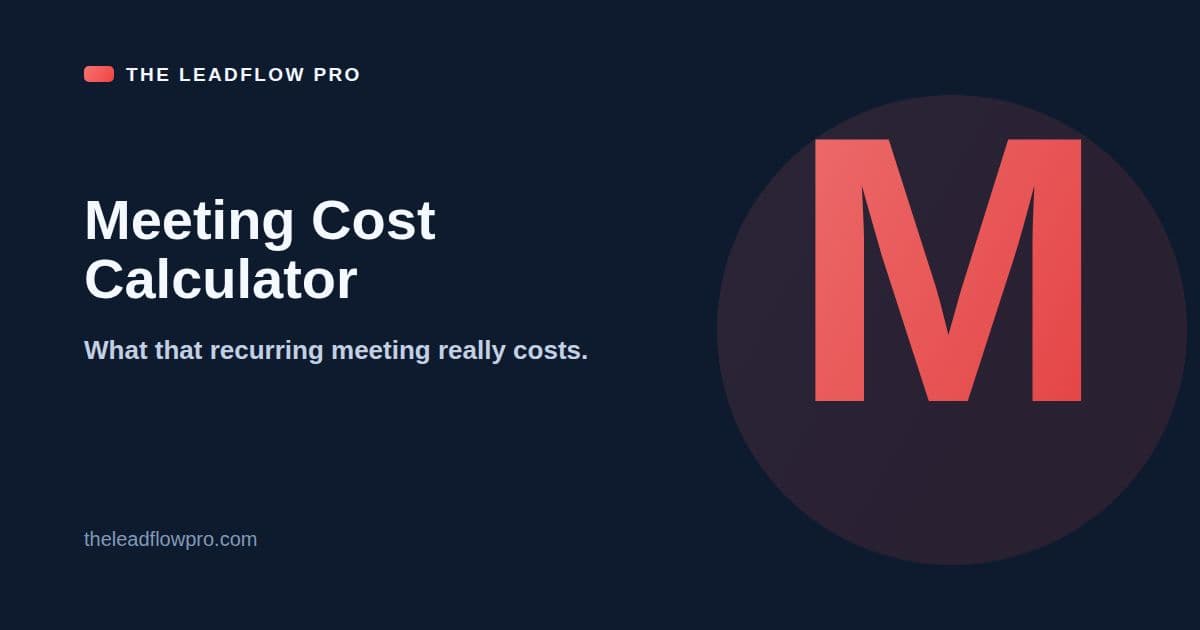 The LeadFlow Pro Meeting Cost Calculator graphic with the tool name and its labeled planning illustration.