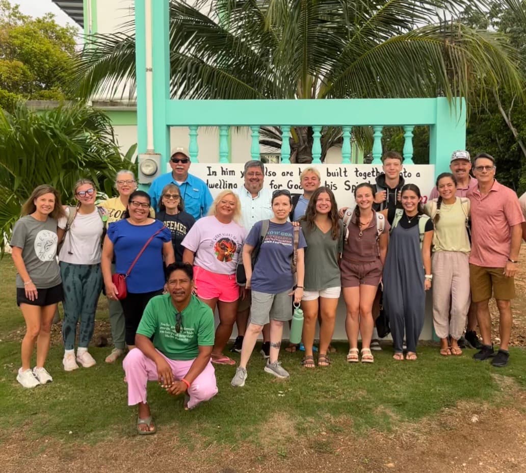 The mission team gathered outside the Belize Anchor Mission church