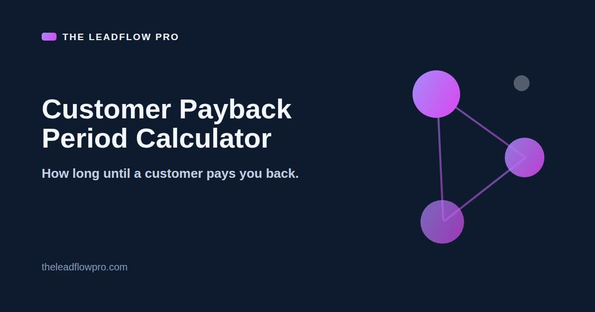 The LeadFlow Pro Customer Payback Period Calculator graphic with the tool name and its labeled planning illustration.