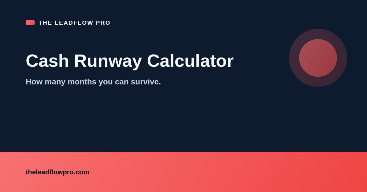 The LeadFlow Pro Cash Runway Calculator graphic with the tool name and its labeled planning illustration.